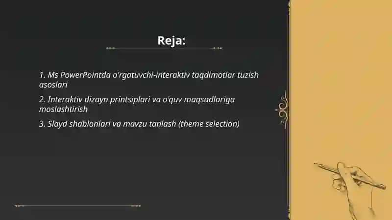 Ms Power Pointda orgatuvchi- interaktiv taqdimotlar yaratish 2