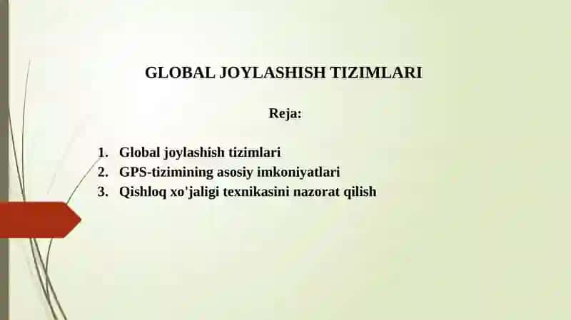 GLOBAL JOYLASHISH TIZIMLARI 2