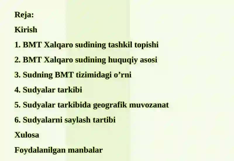 BMT xalqaro sudiyalari 2
