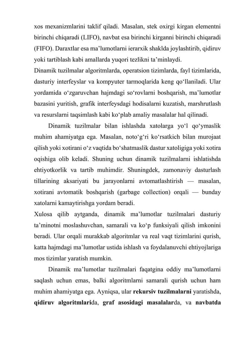 Dinamik ma’lumotlar tuzilmasi 2