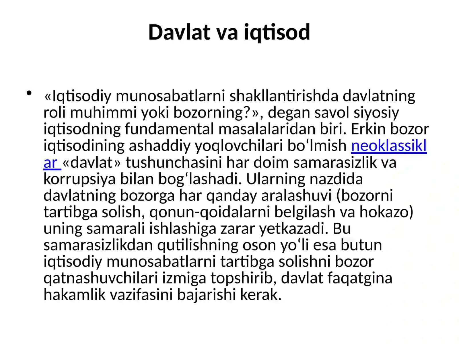 IQTISODIYOTDA DAVLATNING ROLI 2