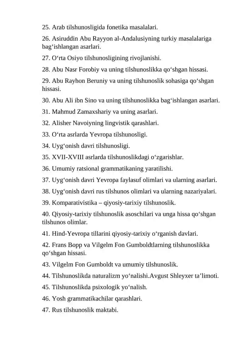 Tilshunoslik fanidan oraliq nazorat savollari 2