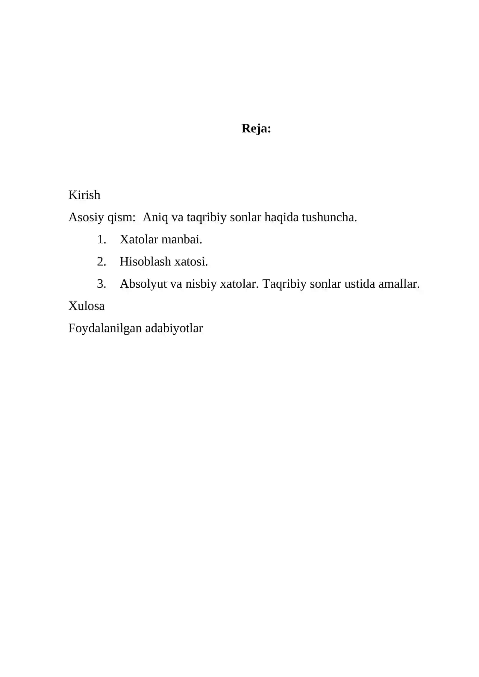 Xatoliklar Nazariyasi 2