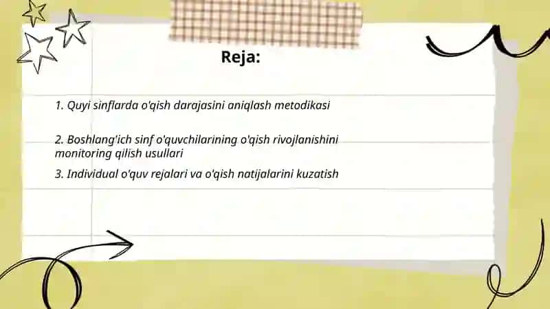 Quyi sinflarda o'qish darligini kuzatish 2