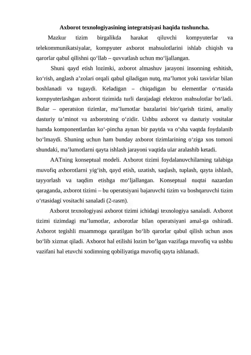 Axborot texnologiyasining integratsiyasi 2