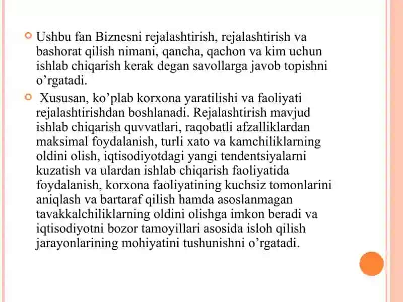 BIZNESNI REJALASHTIRISH 2