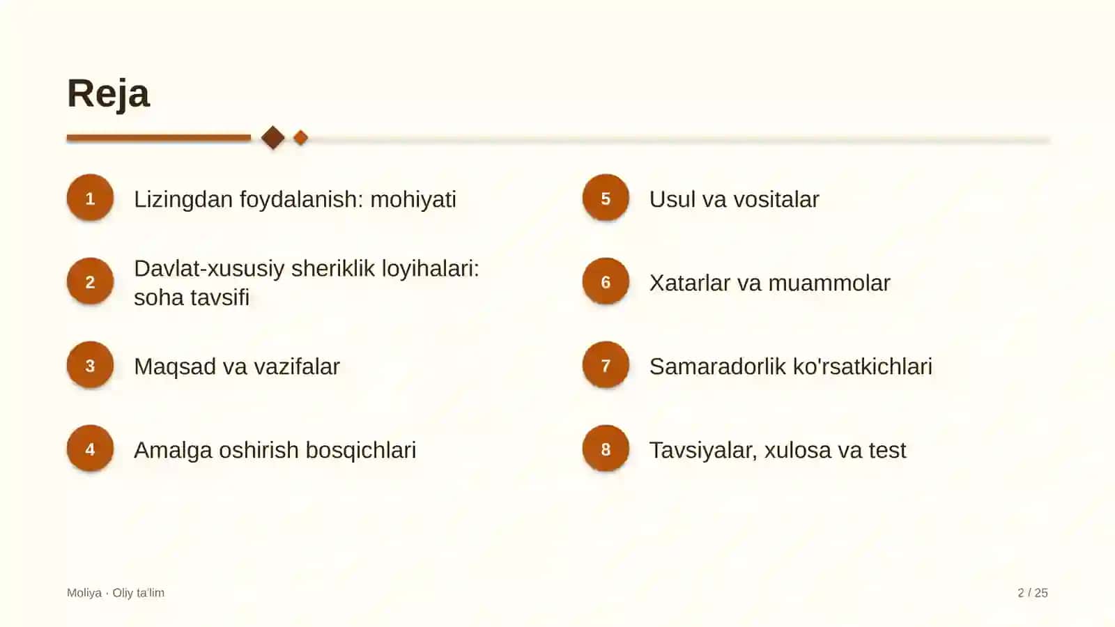 Davlat-xususiy sheriklik loyihalarida lizingdan foydalanish 2