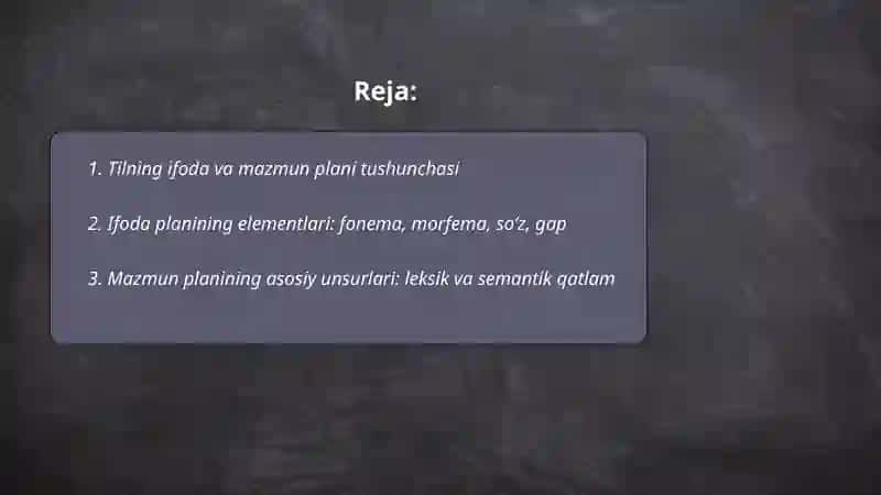 Tilning ifoda va mazmun plani 2