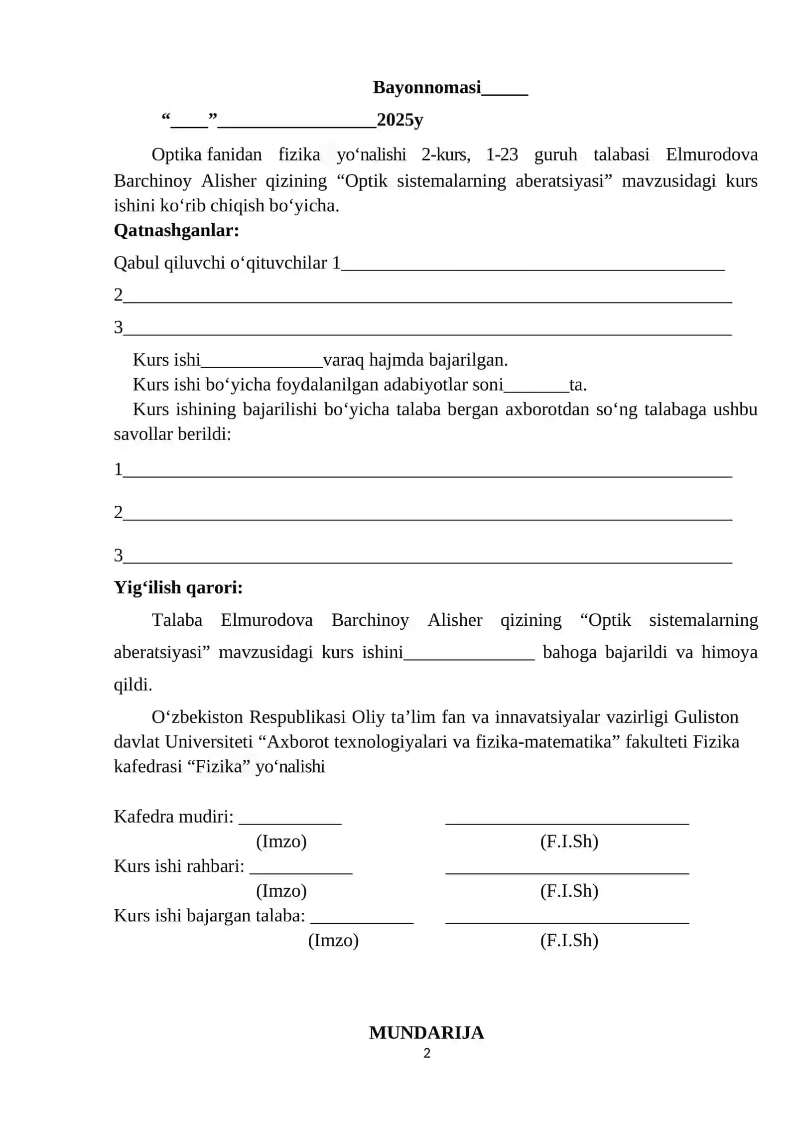 OPTIK SISTEMALARNING ABERATSIYASI 2
