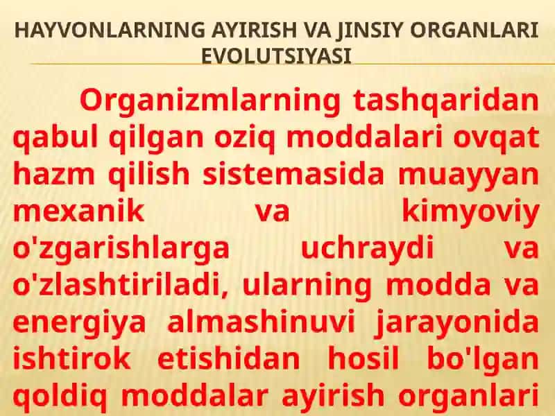 HAYVONLARNING AYIRISH VA JINSIY ORGANLARI EVOLUTSIYASI 2
