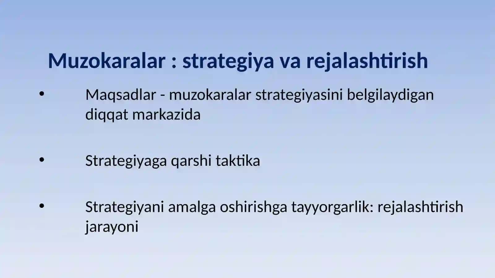 MUZOKARALAR: STRATEGIYA VA TAKTIKA 2