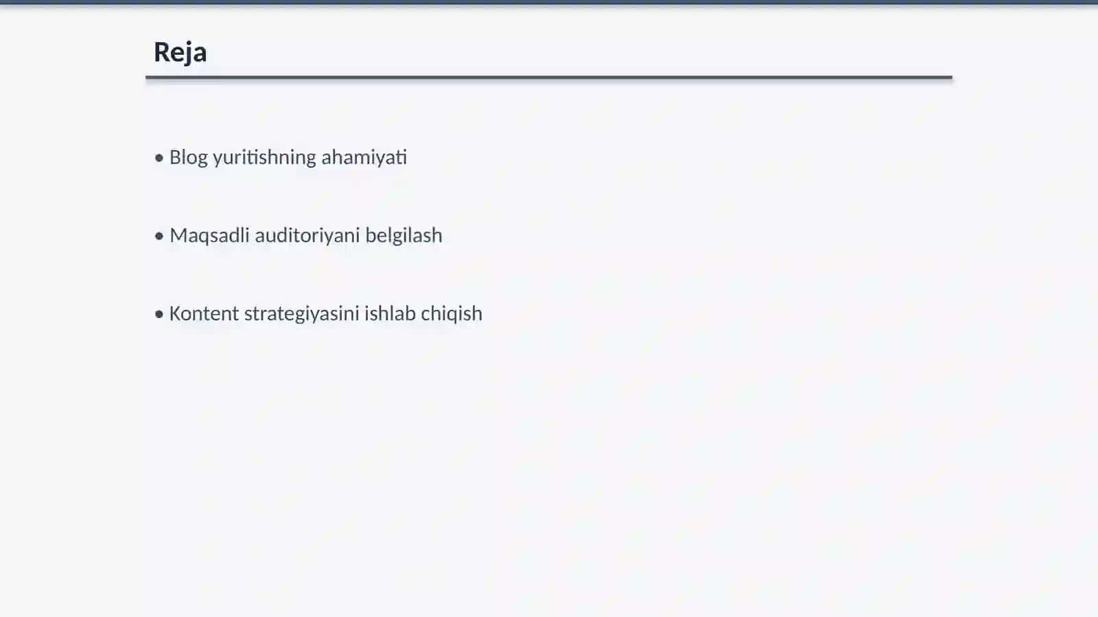 Blog yuritish va kontent reja tuzish 2