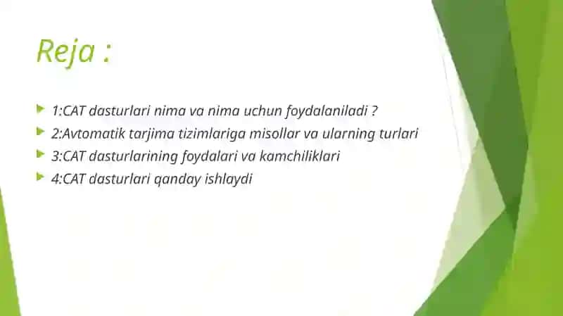 Avtomatik tarjimatizimlari (CAT dasturlari) 2