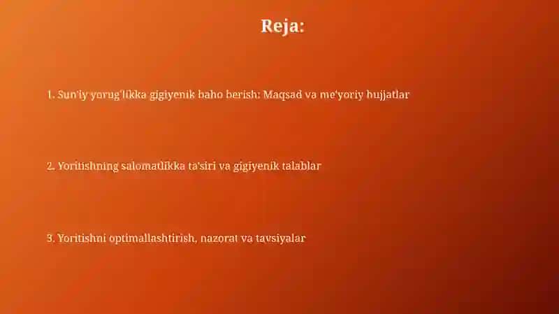 Sun'iy yoritish gigiyenasi 2