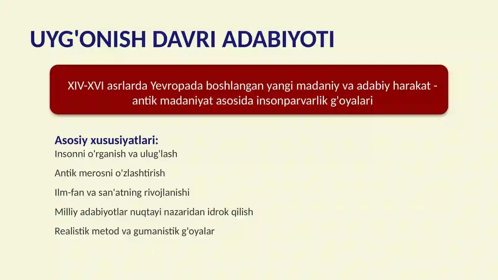 UYG'ONISH DAVRI ADABIYOTI 2