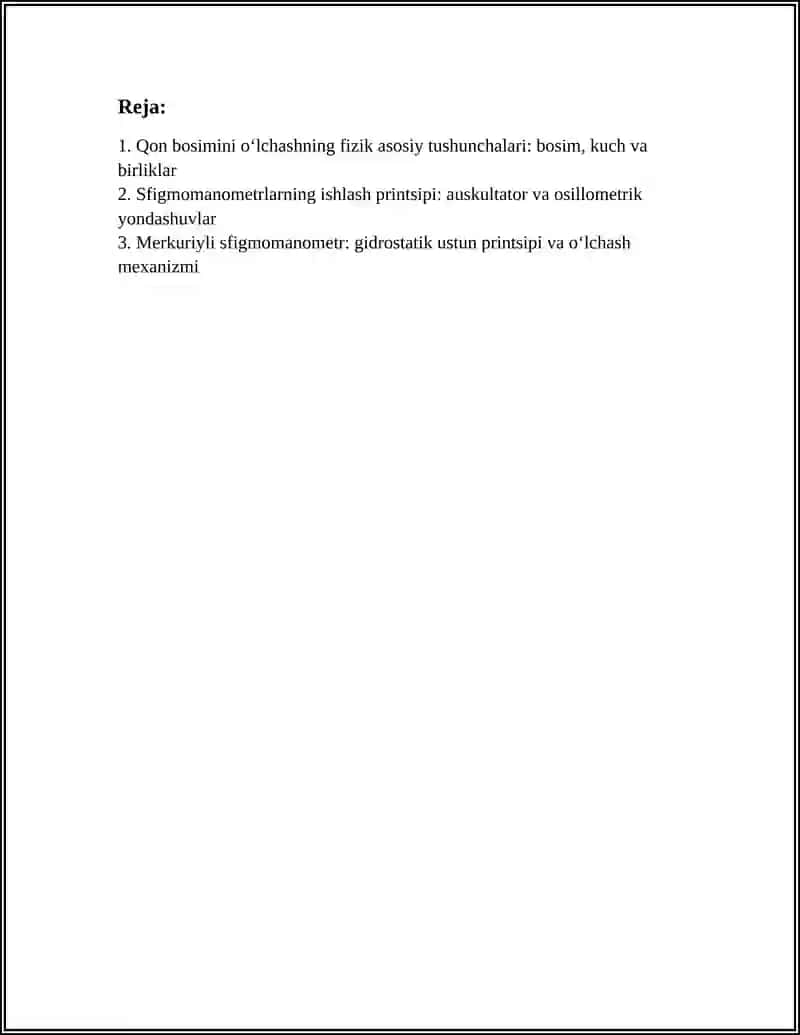QON BOSIMINI OʻLCHOVCHI ASBOBLARNING FIZIK ASOSLARI (TONOMETR, SFIGOMANOMETR) 2