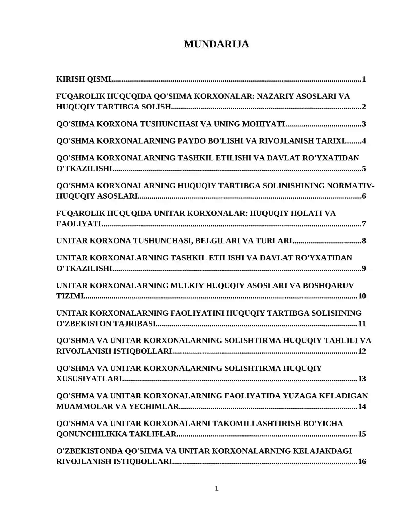 Fuqarolik xukuqida - qo'shma va unitar korxonalar 2