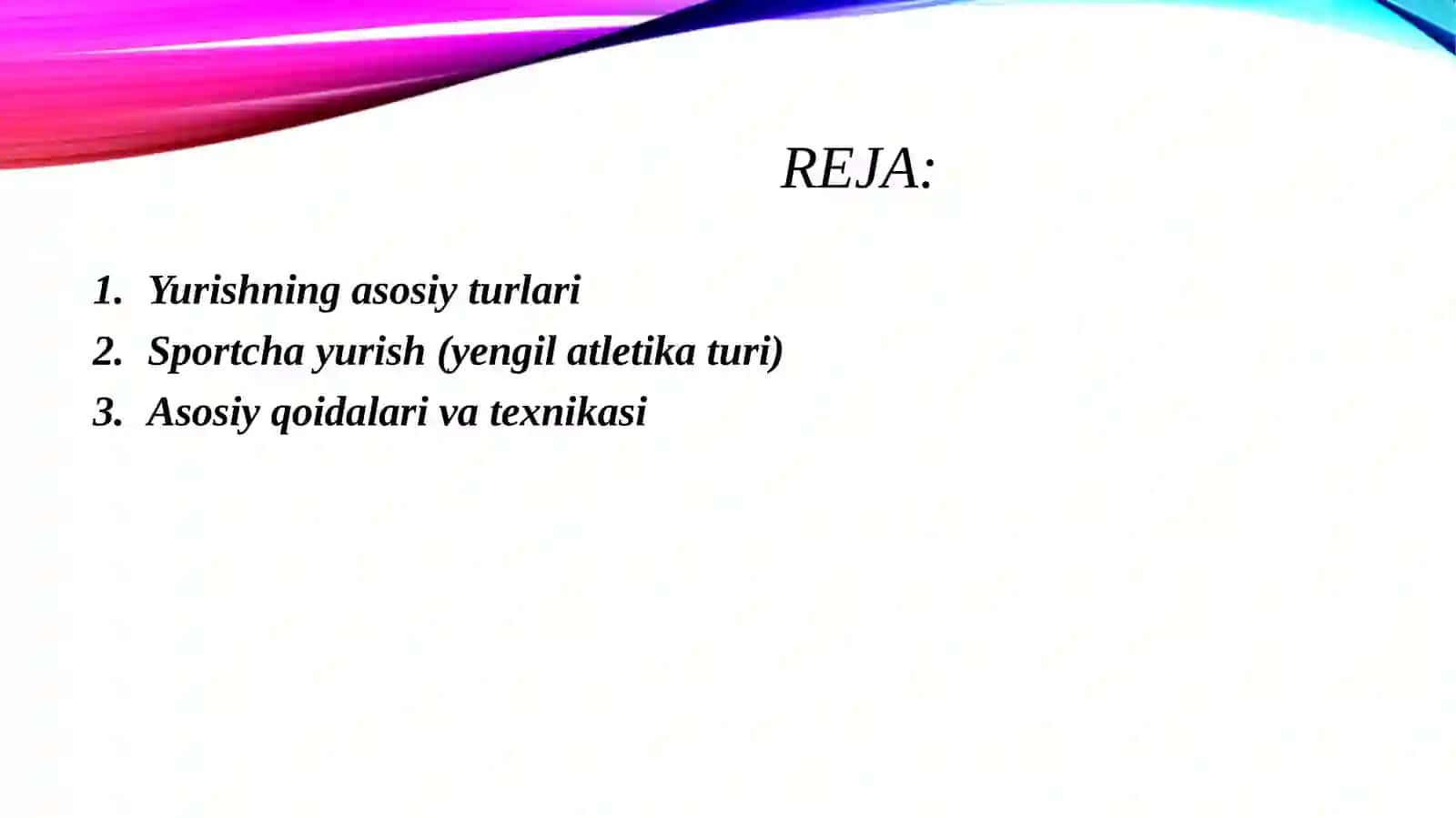 Yurish va uning turlari. Sportcha yurish 2