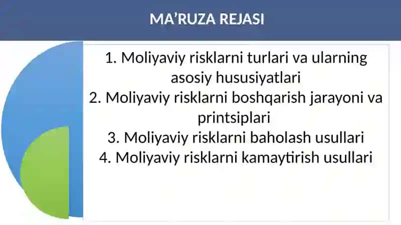 Moliyaviy risklarni boshqarish va baholash 2