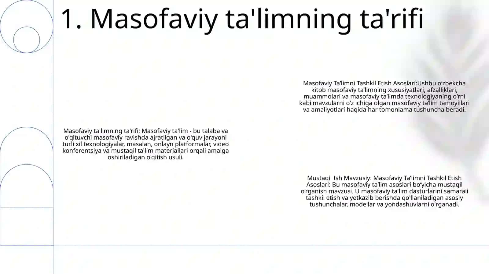 Masofaviy Ta’Limni Tashkil Etish Asoslari 2