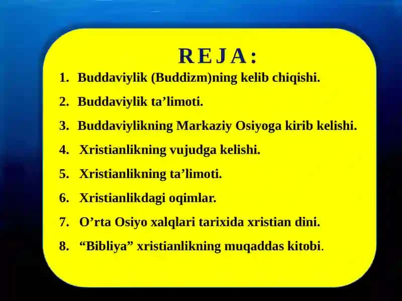 BUDDAVIYLIK VA XRISTIAN DINI TARIXI VA FALSAFASI 2