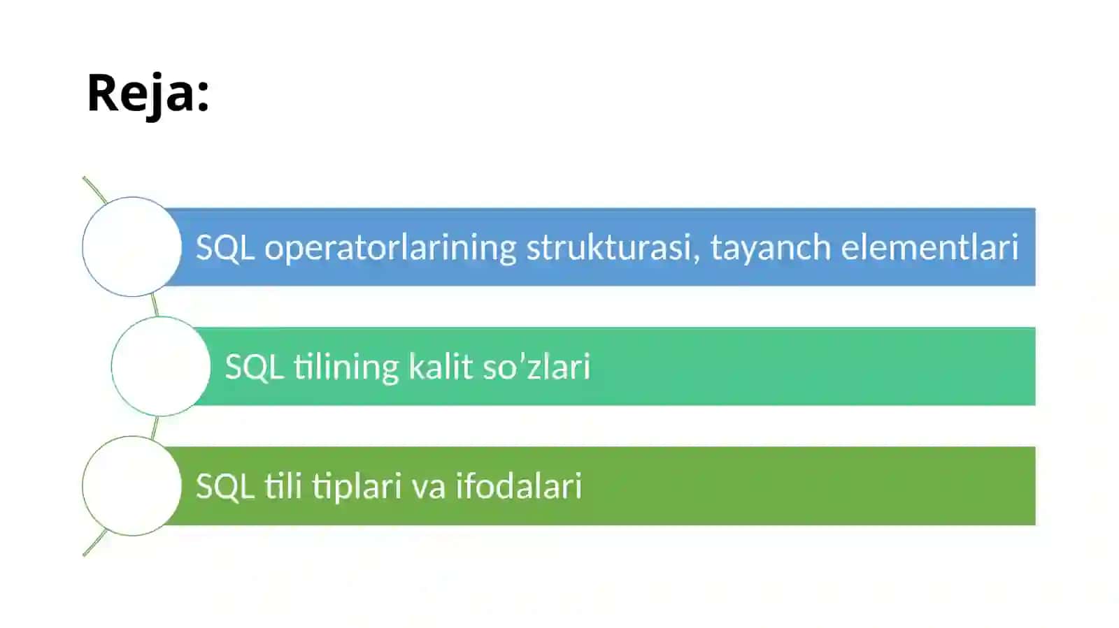 SQL tilida ma’lumotlar ustida turli amallar bajarish 2