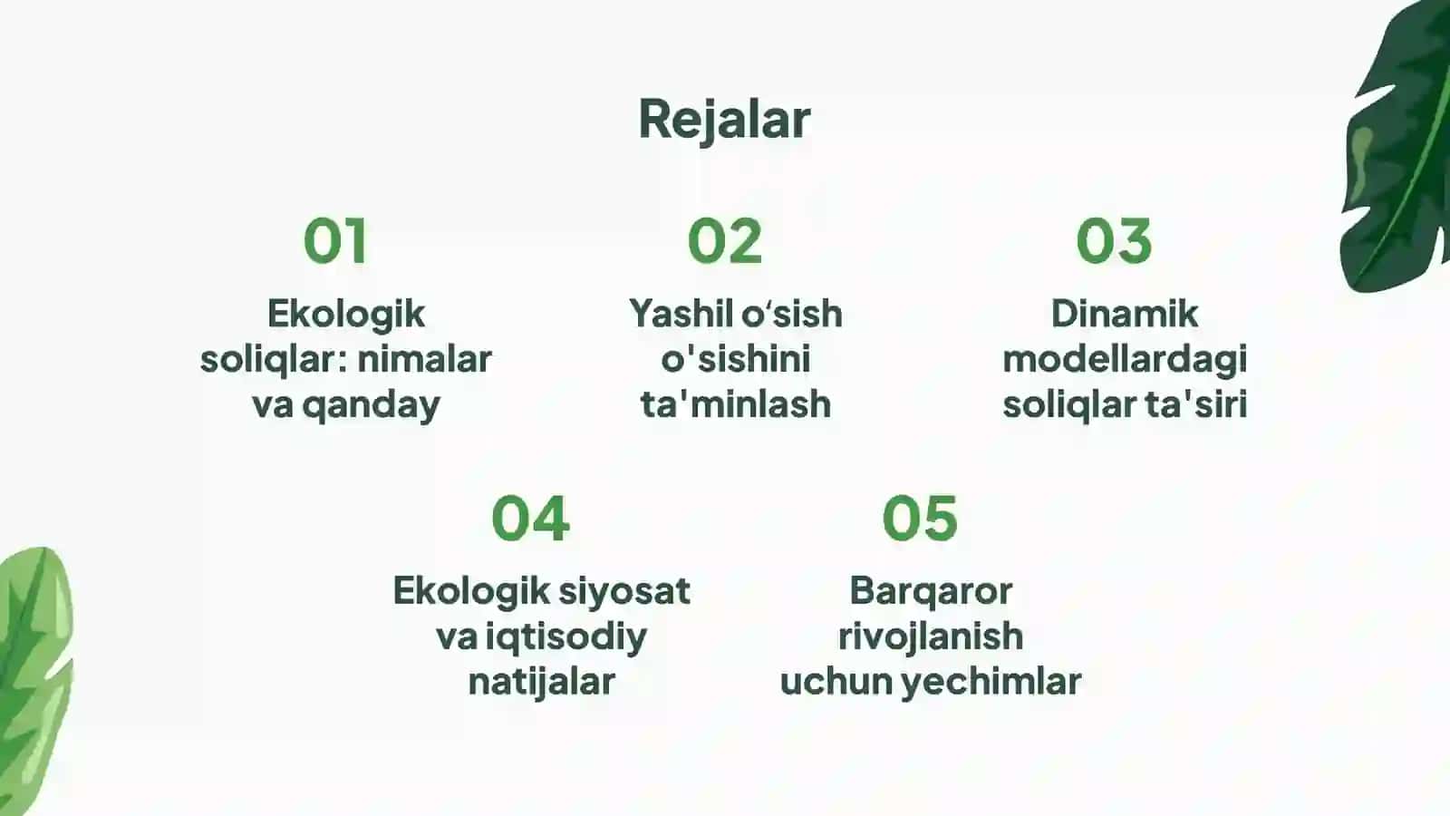 Ekologik soliqlar va yashil oʻsishni ta'minlash 2