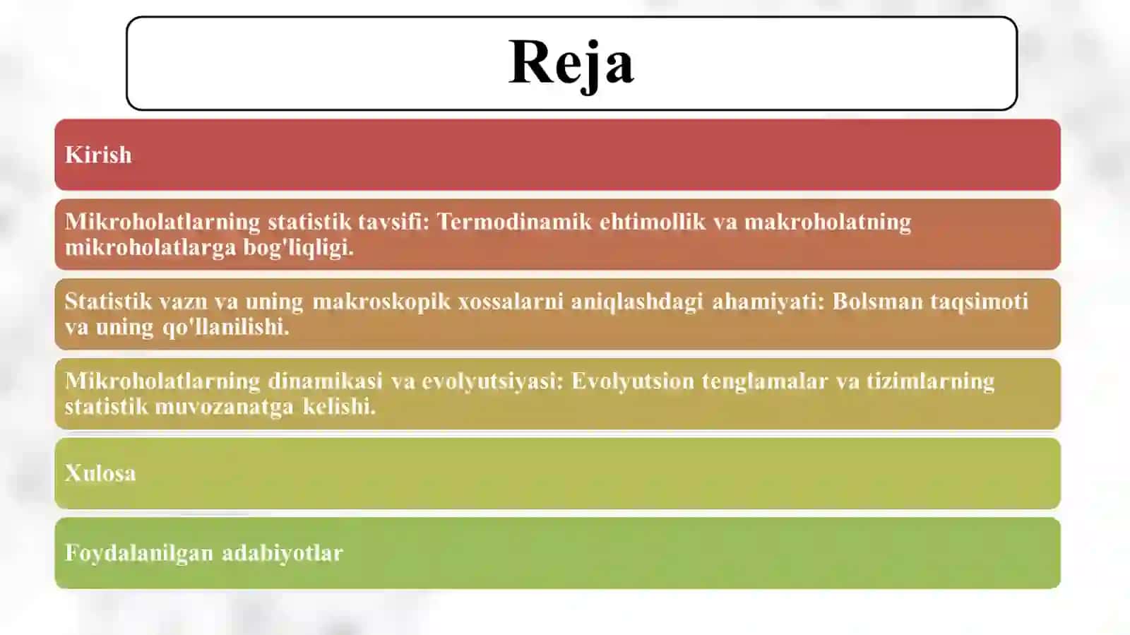 Statistik vazn va makroholatlar 2