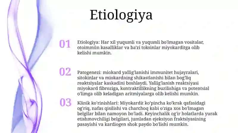 Miokarditlar: Etiologiya, Patogenez, Klinika, Diagnostika, Davolash 2
