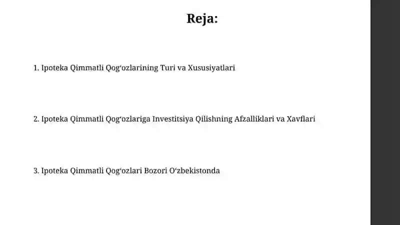 Ipoteka Qimmatli Qog'ozlari 2