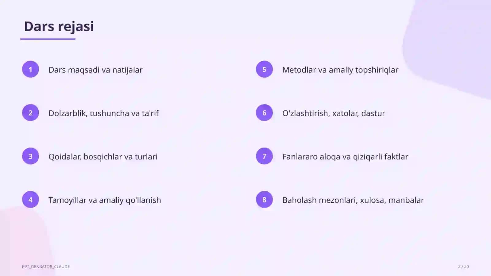 Ozodalik va tartiblilik (1-sinf) 2