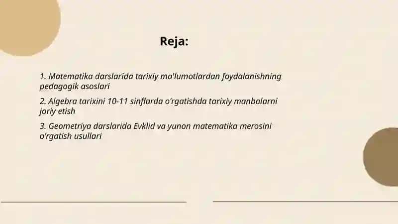 Matematika kursi uchun tarixiy ma'lumotlar 2