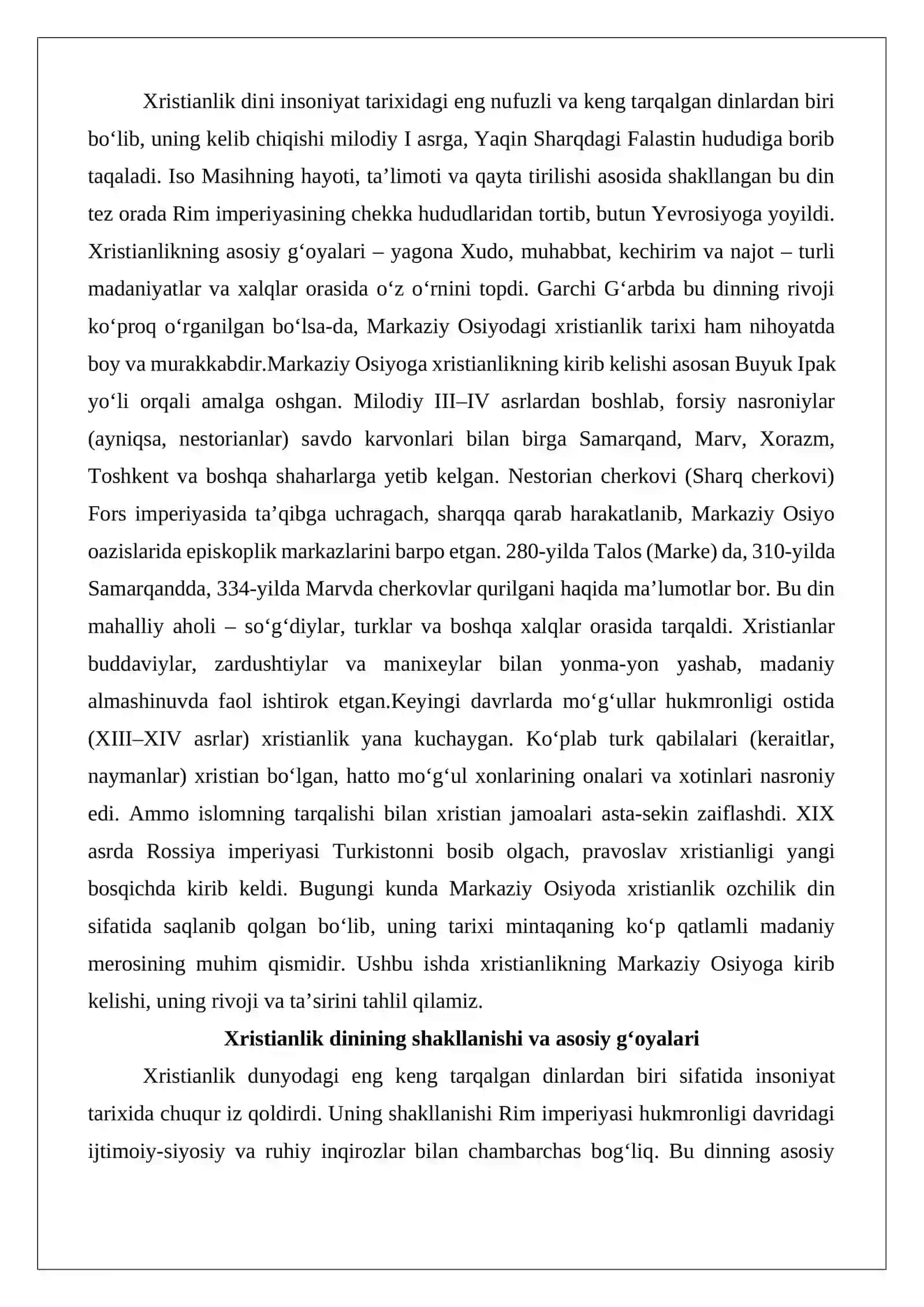 Xristianlik dini va uning Markaziy Osiyoga kirib kelishi 2