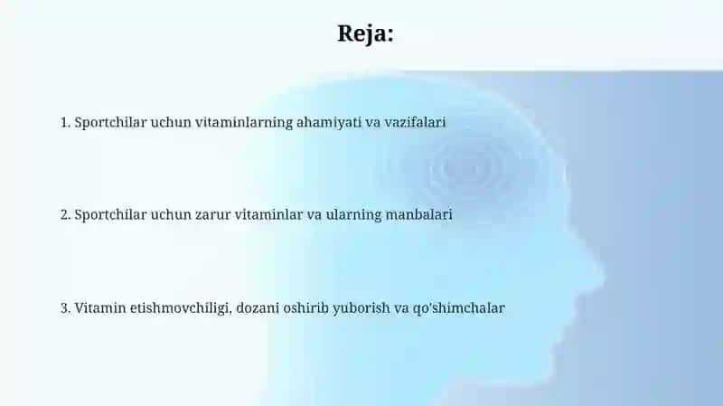 Vitaminlar sportchilar uchun 2