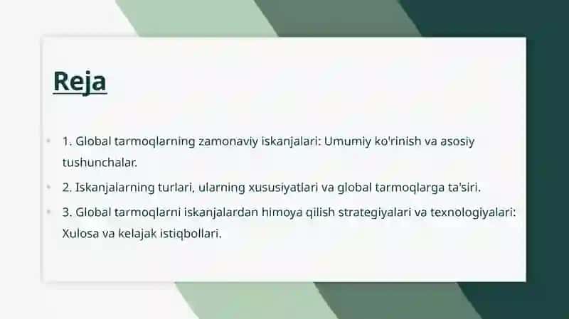 Global Tarmoqlarning Zamonaviy Iskanjalari 2