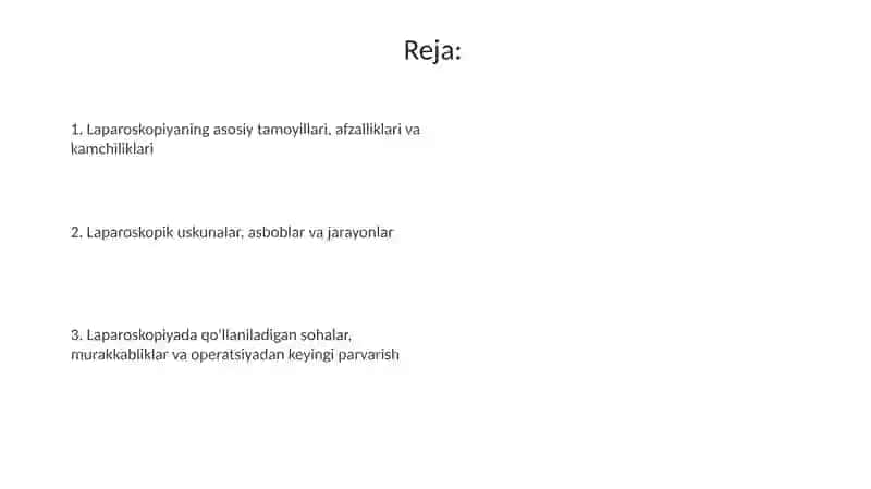 Laparoskopiyaning jarrohlikda qoʻllanilishi 2