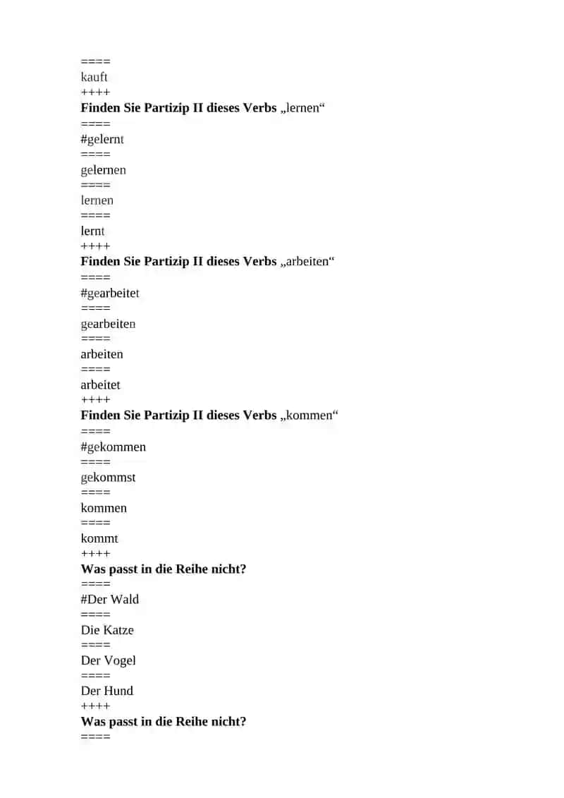 Finden Sie Partizip II dieses Verbs „kaufen“ 2