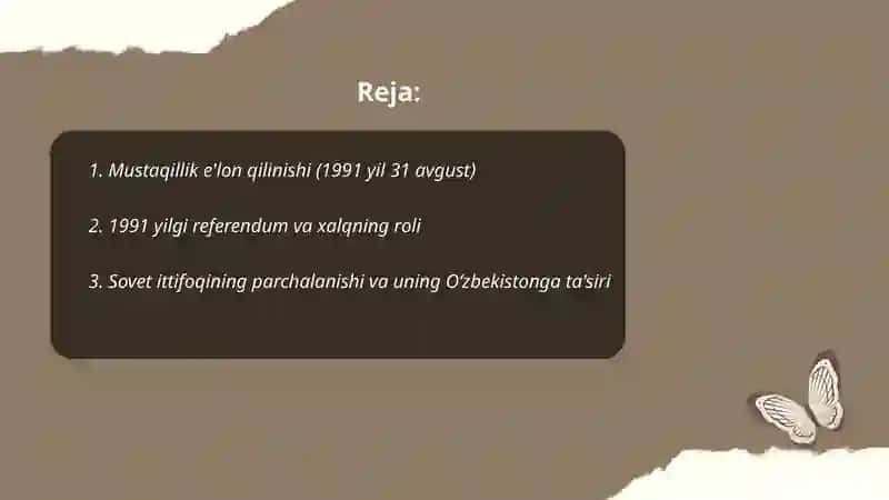 Mustaqil oʻzbekistonning tashkil topishi 2