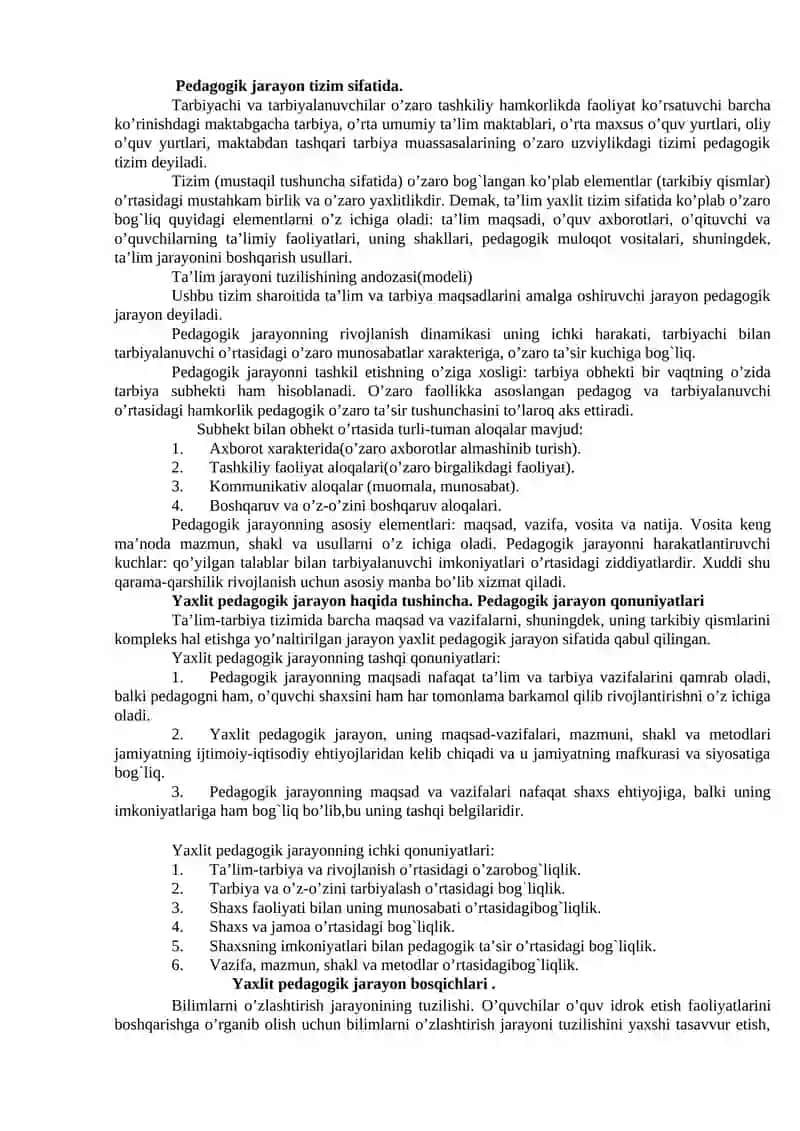Pedagogik jarayonda tarbiyaning mazmuni 2