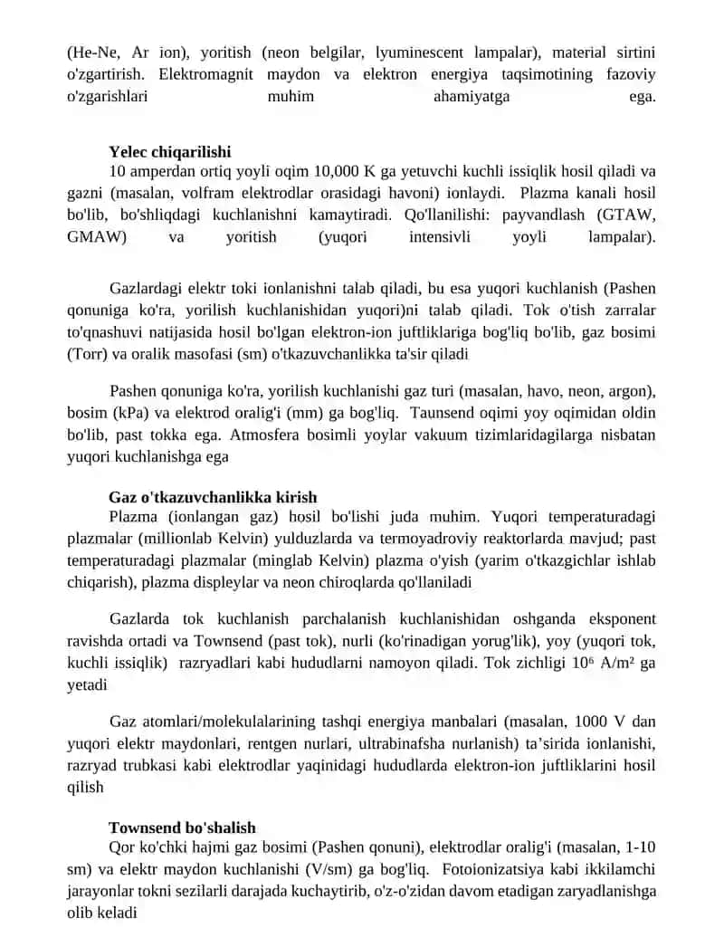 Gazlarda elektir toʻki 2
