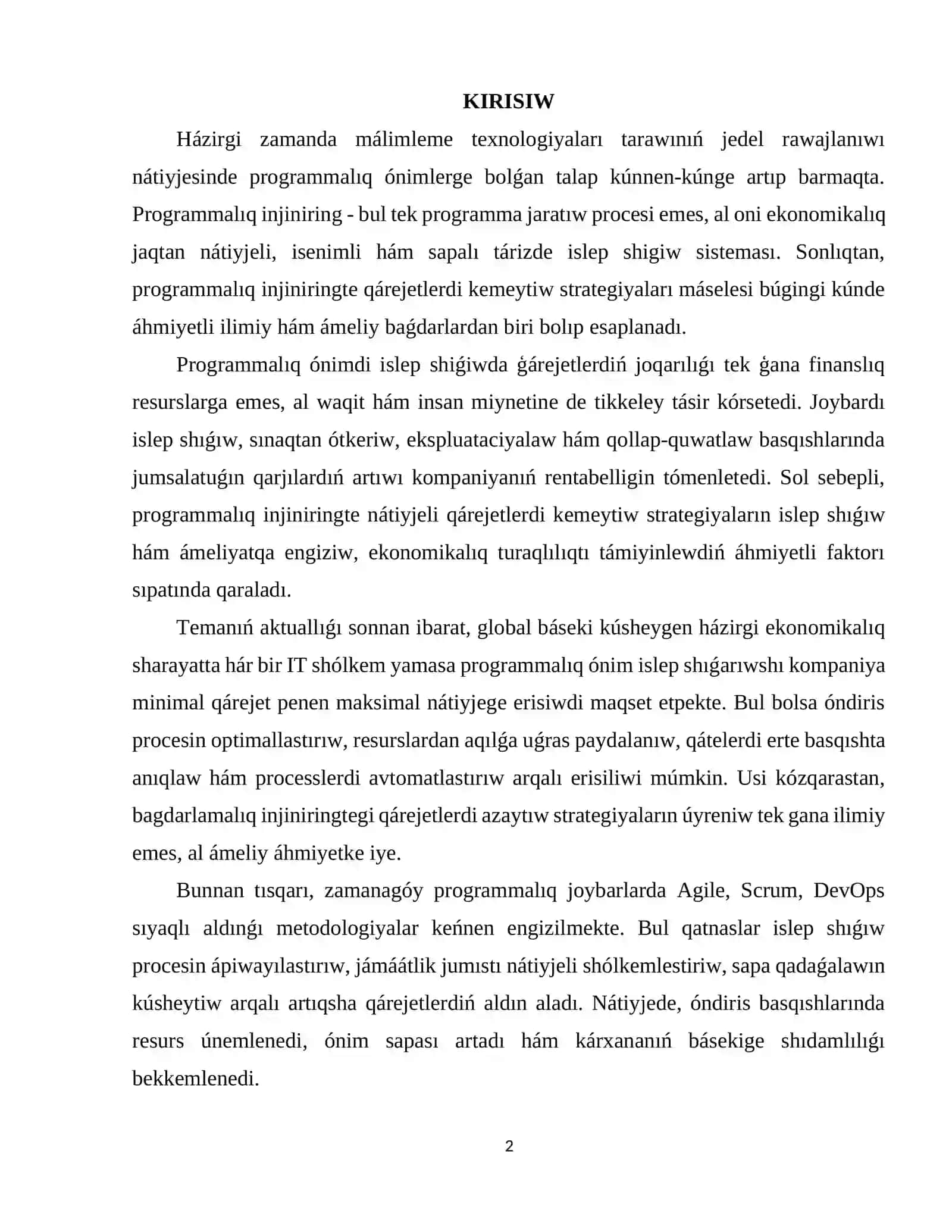 PROGRAMMALIQ INJINIRINGTE QÁREJETLER TÚSINIGI HÁM OLARDIŃ TÚRLERI 2