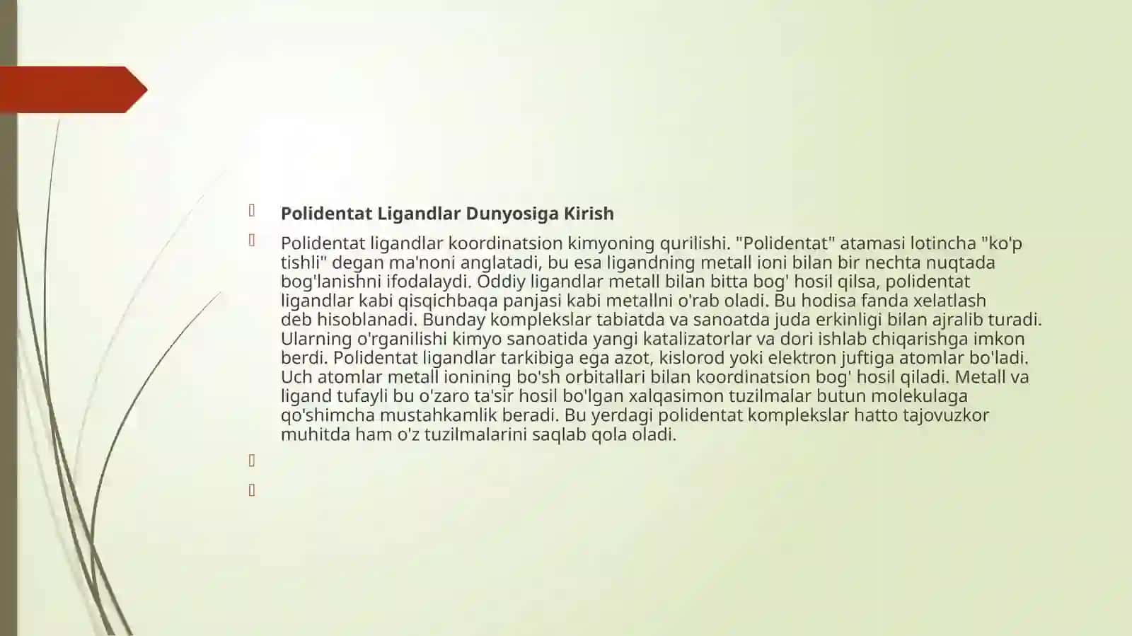 Polidentat Ligandlar Dunyosiga Kirish 2