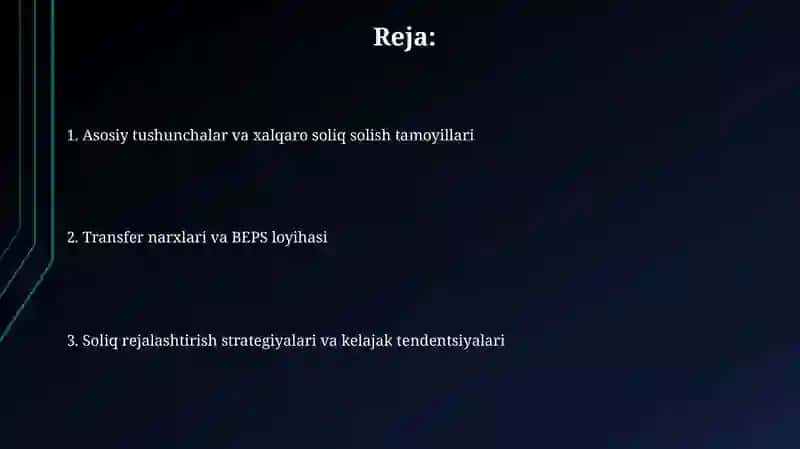 Xalqaro biznesda soliq rejalashtirishi va transfer baxolash 2
