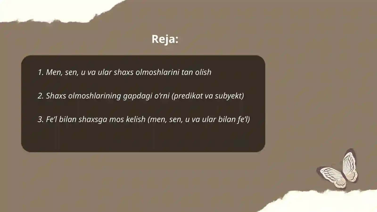 Men, sen, u va ular mavzusini órganish 2