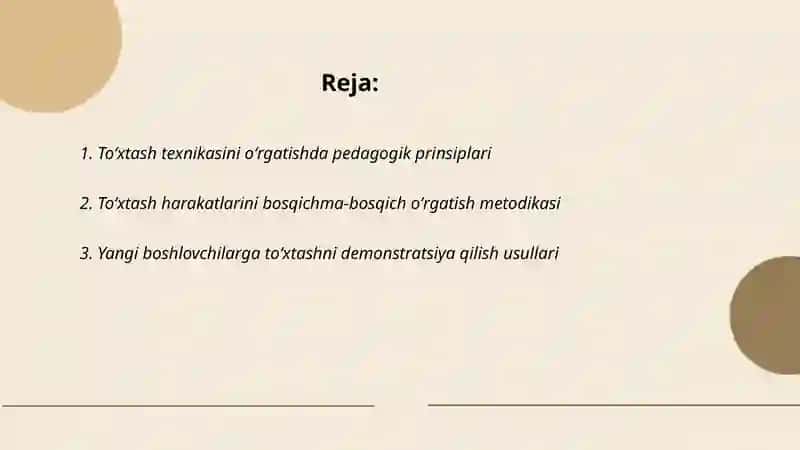 Toʻxtash texnikasini oʻrgatish metodikasi 2
