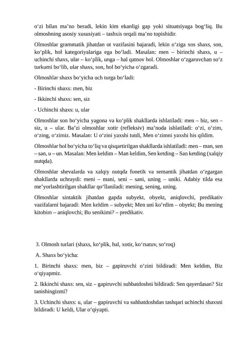 Olmosh (morfologik turkum olmoshlar) 2