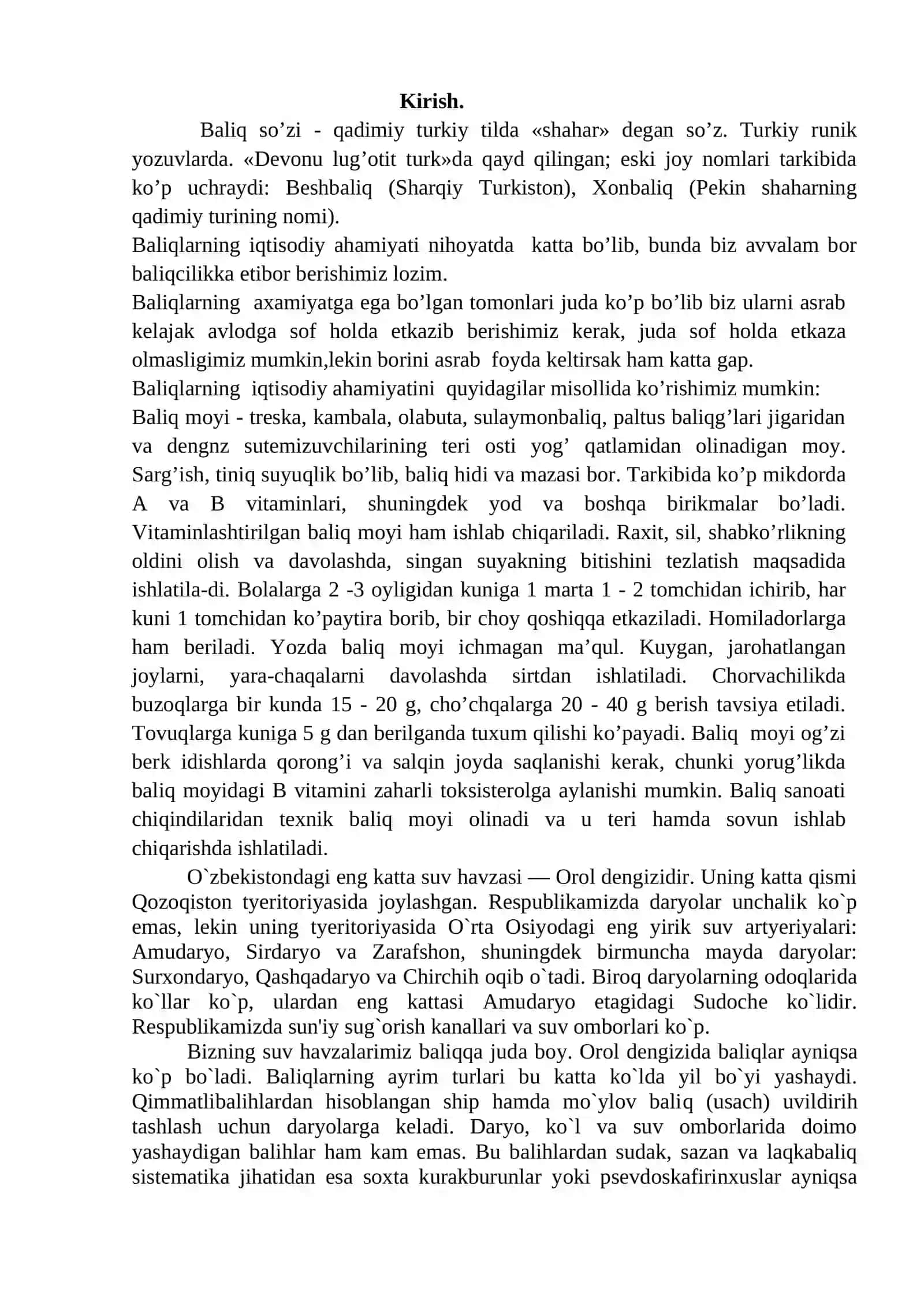Baliqlarning iqtisodiy ahamiyati 2