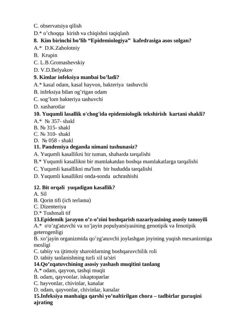 Epidemiologiya fanidan test 2