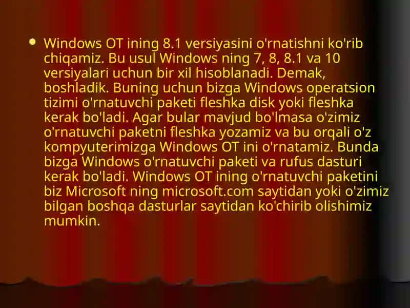 Windows OTni kompyuterga o`rnatish 2