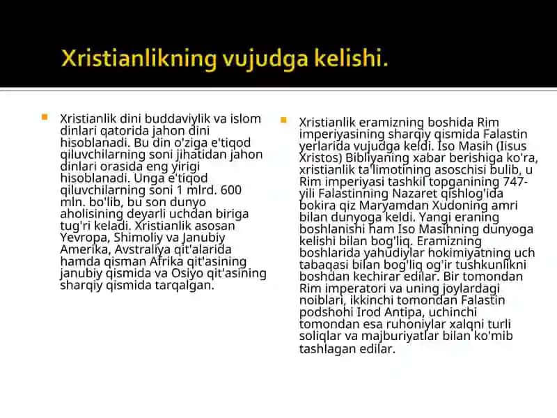 Xristianlikning paydo bo’lishi 2